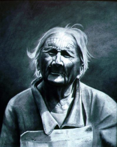 Charcoal drawing of Granny Quinn